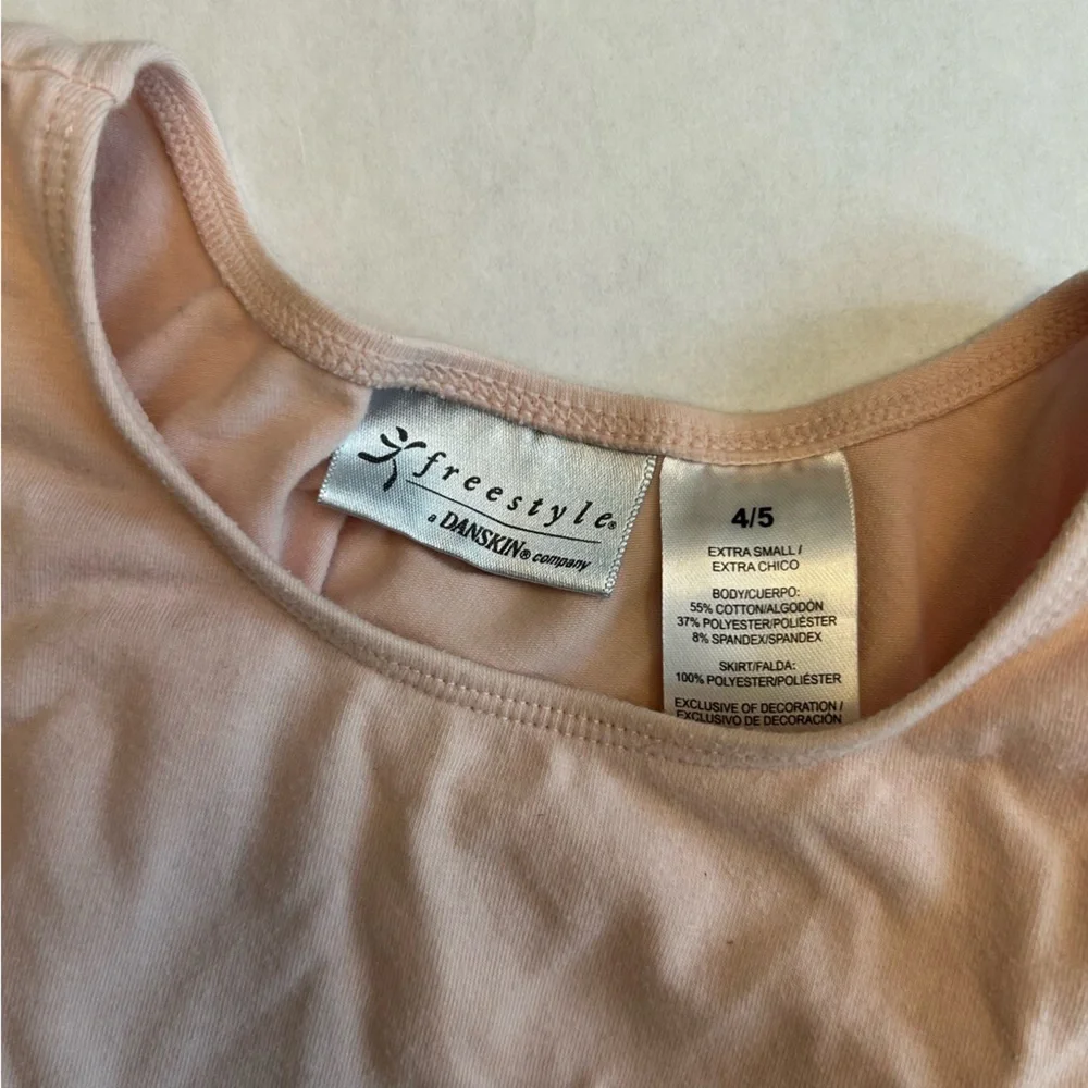 Danskin Freestyle Ballet Pink Dance Dress Leotard Girls XS 4/5 Flutter Sleeve